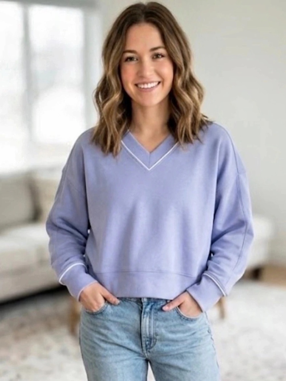 Express V-Neck Pullover in Purple Size Small NWT